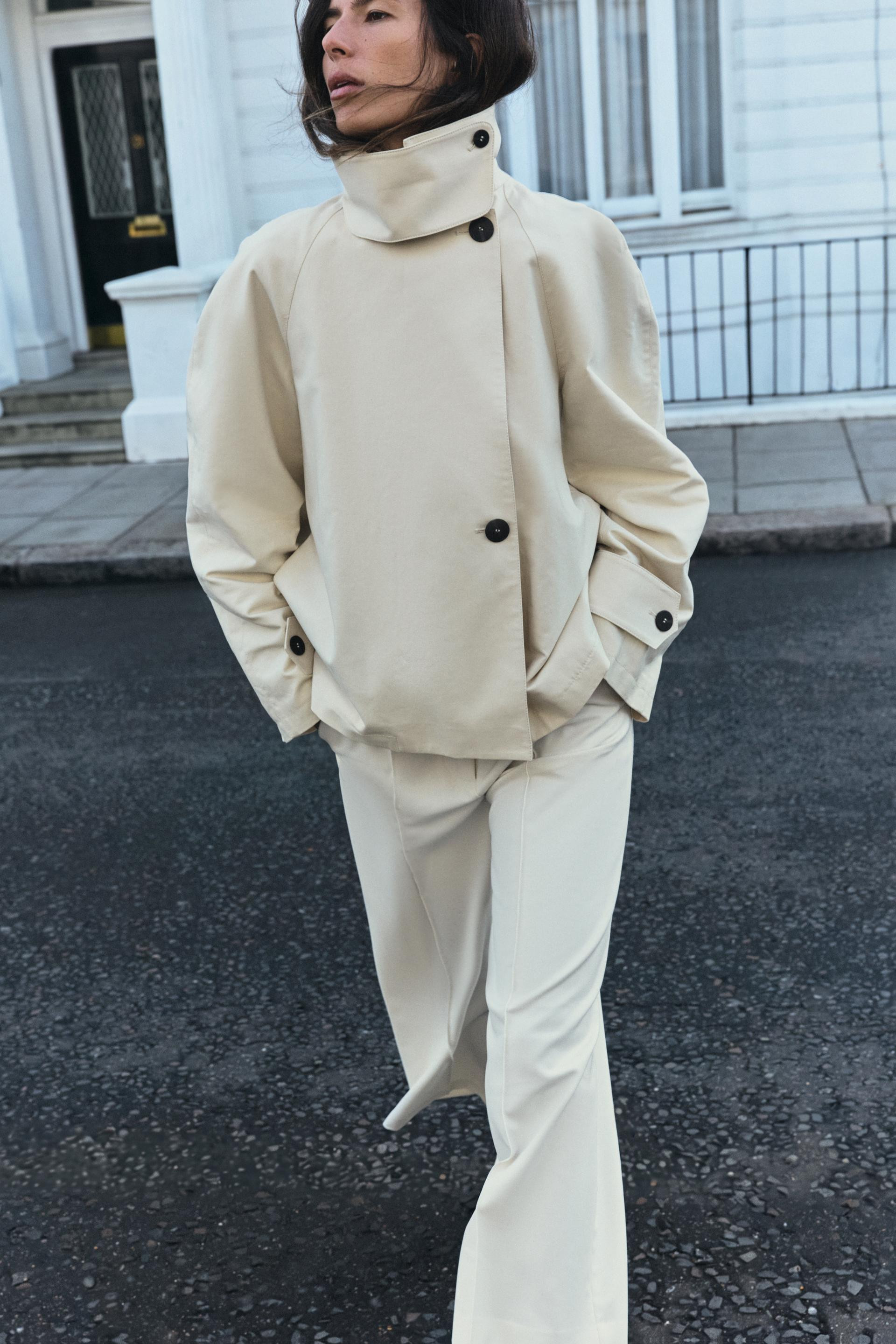 Zara - Zw Collection Short Trench Coat - Bone - S - Woman | Zara US