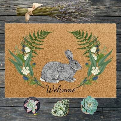 Vintage Rabbit Outdoor Welcome Mat Floral Doormat Botanical Doormat Decorative Doormat Easter Doormat Spring Doormat Outdoor Carpet For Patio Housewa | SHEIN