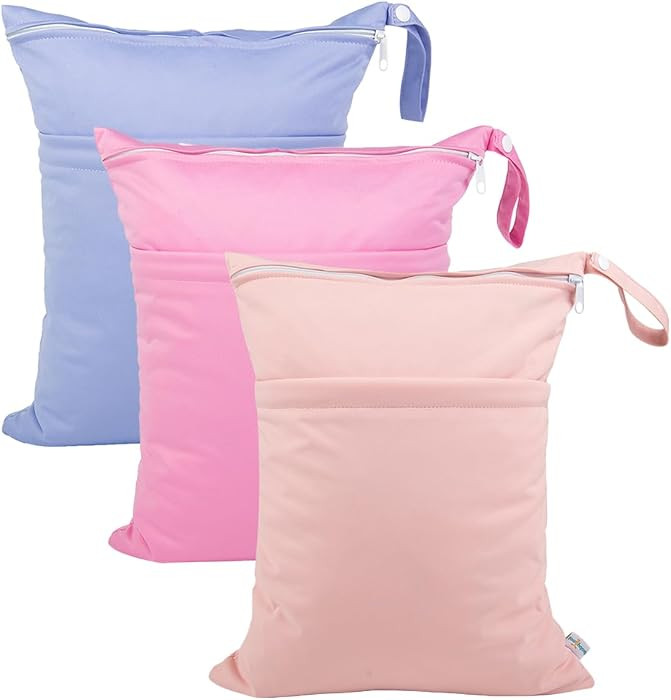 babygoal Wet Dry Bags for Baby Cloth Diapers, Washable Travel Bags, Beach, Pool, Gym Bag for Swim... | Amazon (US)