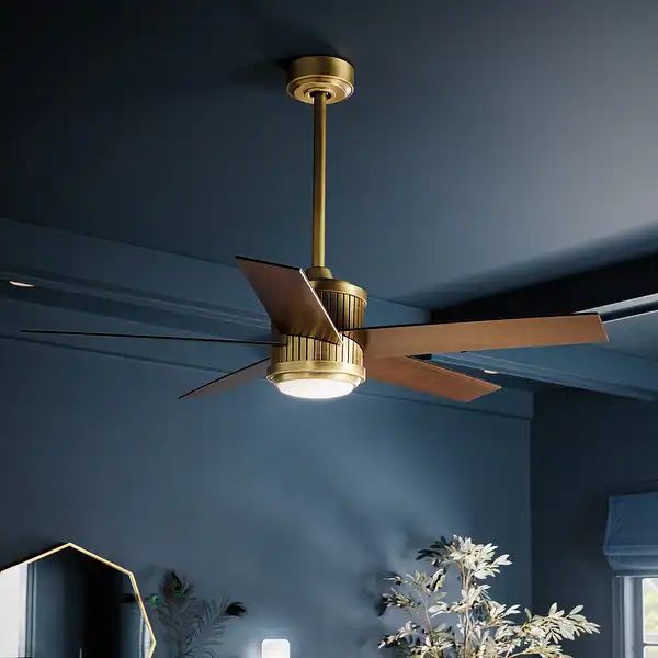 Kichler Lighting Brahm 48 inch Integrated LED Indoor Natural Brass Ceiling Fan | Bed Bath & Beyond