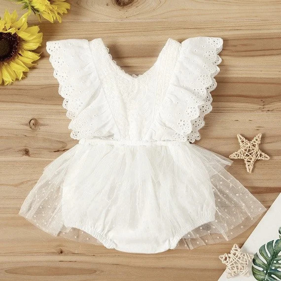 Baby Girls Lace Romper Dress | Etsy (US)