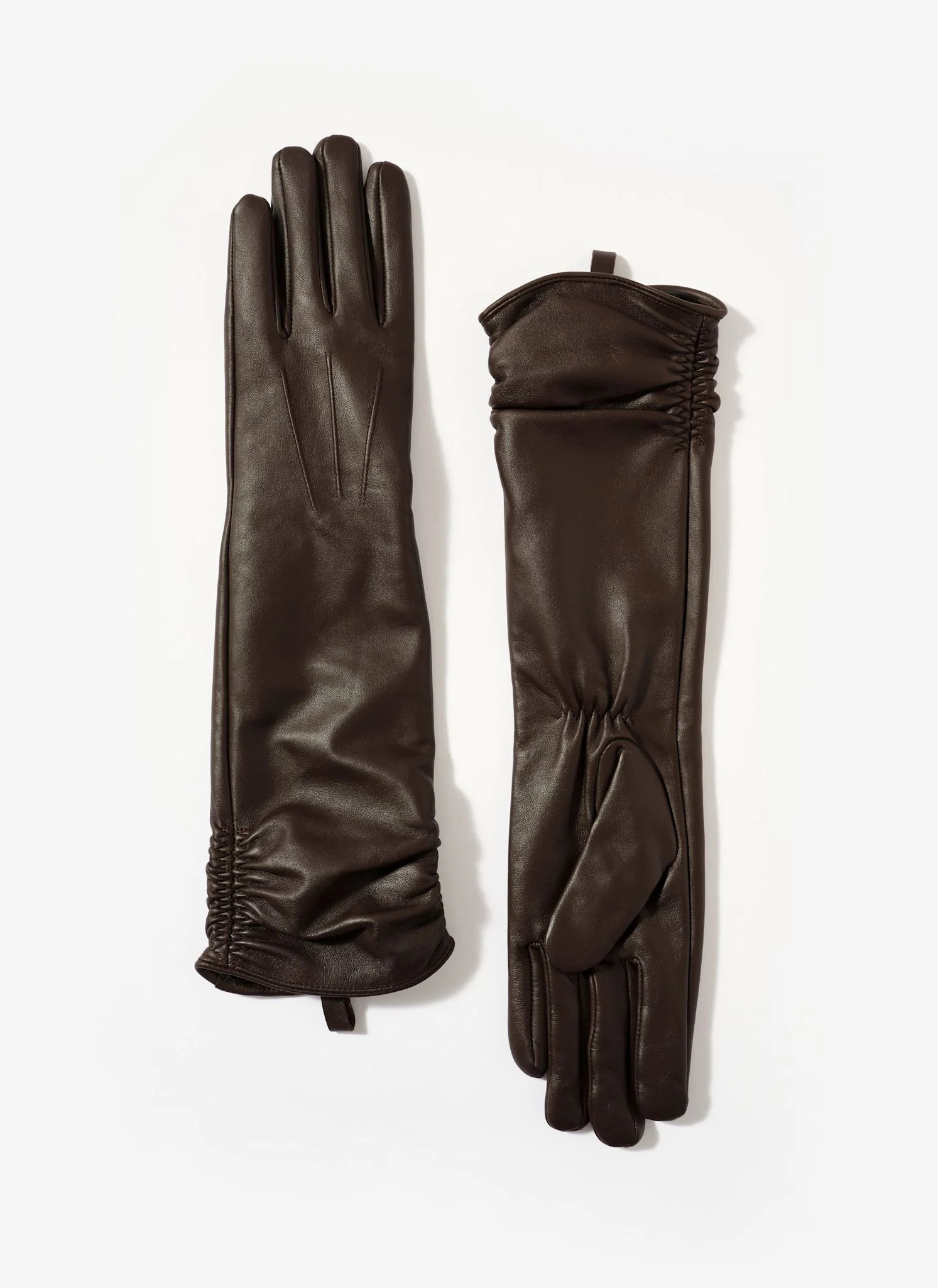 Brown Leather Long Gloves | Mint Velvet