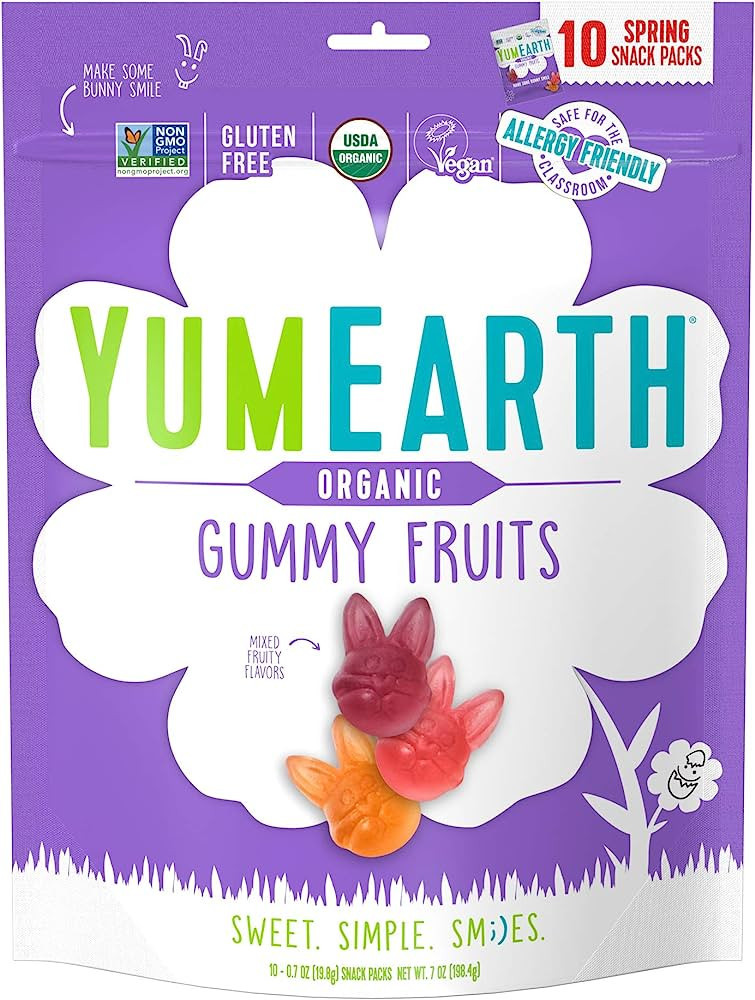 YumEarth Spring Fruit Gummy Snack Packs, 10 Count - Allergy Friendly, Non GMO, Gluten Free, Vegan | Amazon (US)