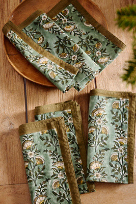 Calla Cotton Napkins, Set of 4 Sage | Anthropologie (US)