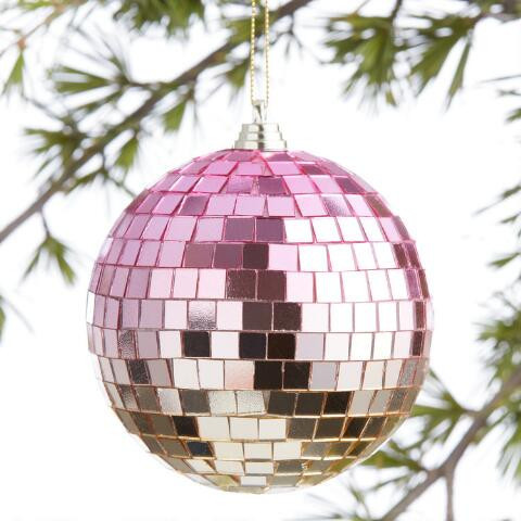Large Pink And Gold Ombre Disco Ball Ornament | World Market