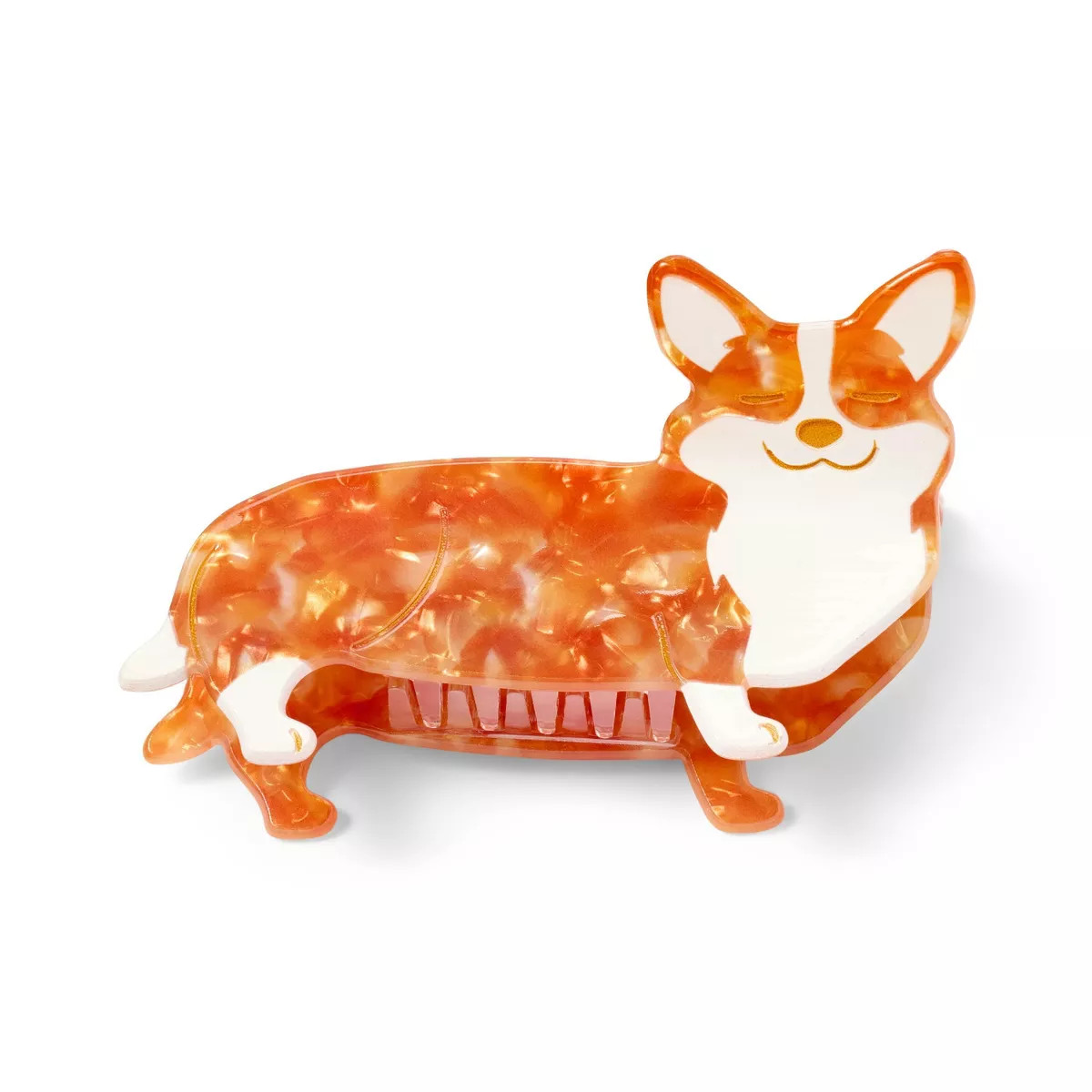 Acrylic Corgi Claw Hair Clip - Marbled Orange - The Cuddle Collab | Target