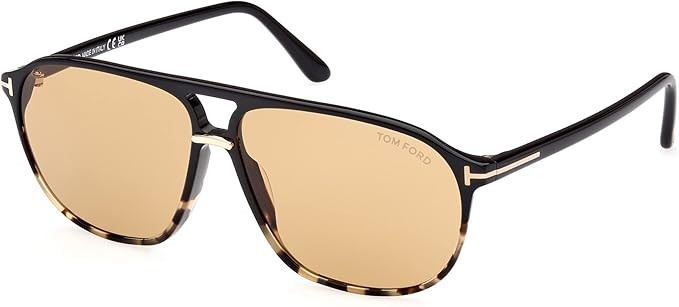 Tom Ford Bruce TF1026 05E Sunglasses Men's Shiny Tokyo Tortoise/Black/Brown 61mm | Amazon (US)