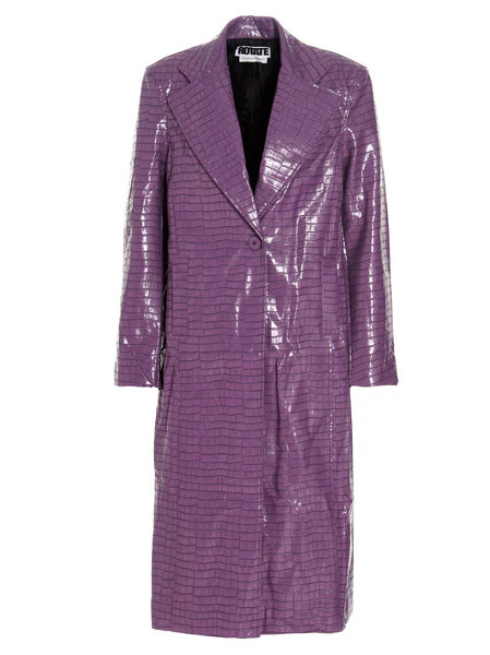 ROTATE Crocodile Effect Single Breasted Coat | Cettire Global