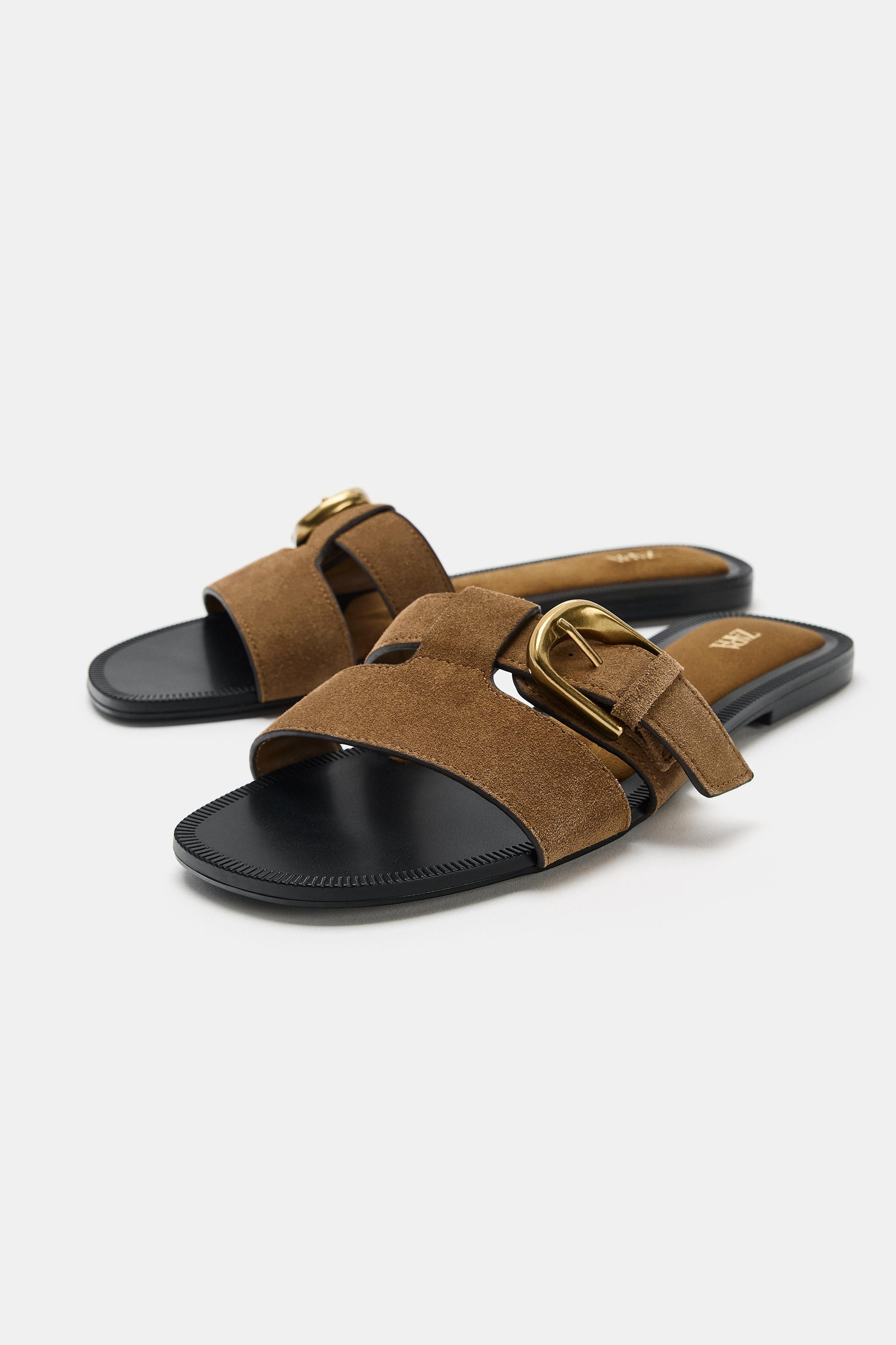 SUEDE BUCKLE SANDALS | Zara US