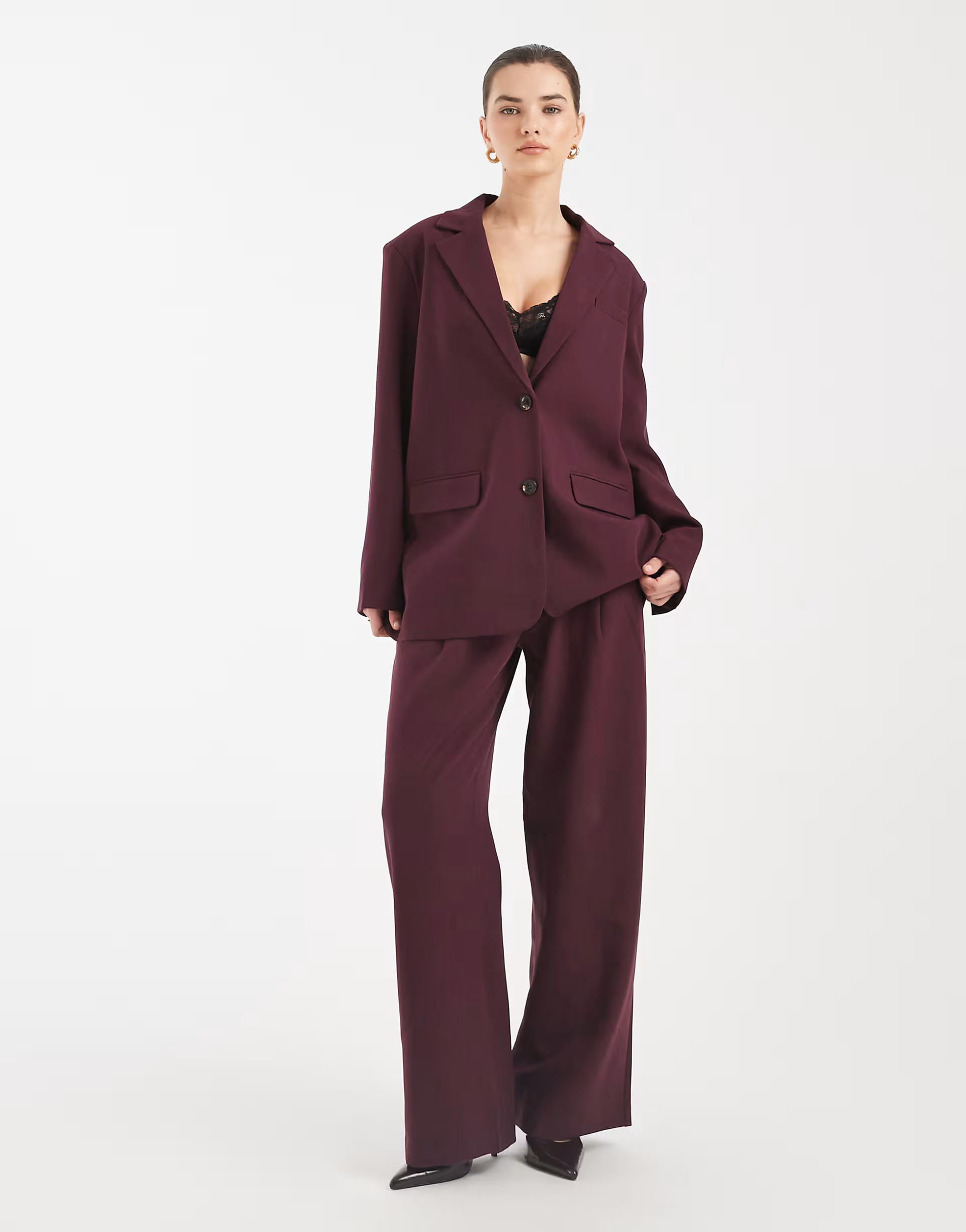Vero Moda – Oversize-Blazer in Burgunderrot, Kombiteil | ASOS (Global)