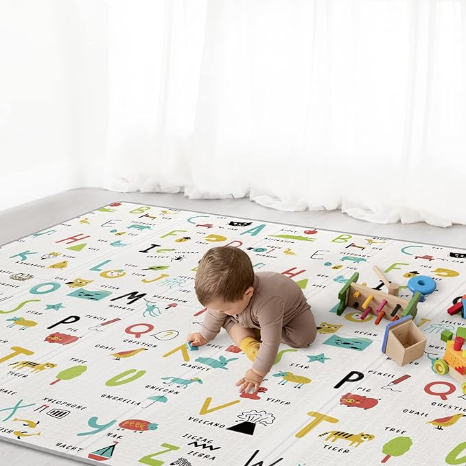 Baby Play Mat 79" X 71",Reversible Waterproof Foldable Foam Floor Playmat for Kids Toddlers, Extr... | Amazon (US)