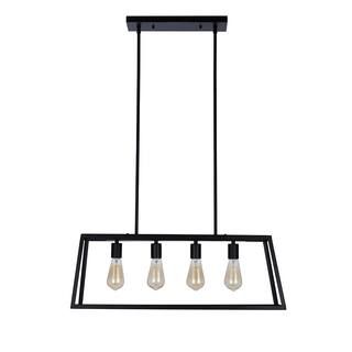 Cresswell 4-Light Matte Black Rectangle Island Pendant with Bulbs Included 22357-000 | The Home Depot