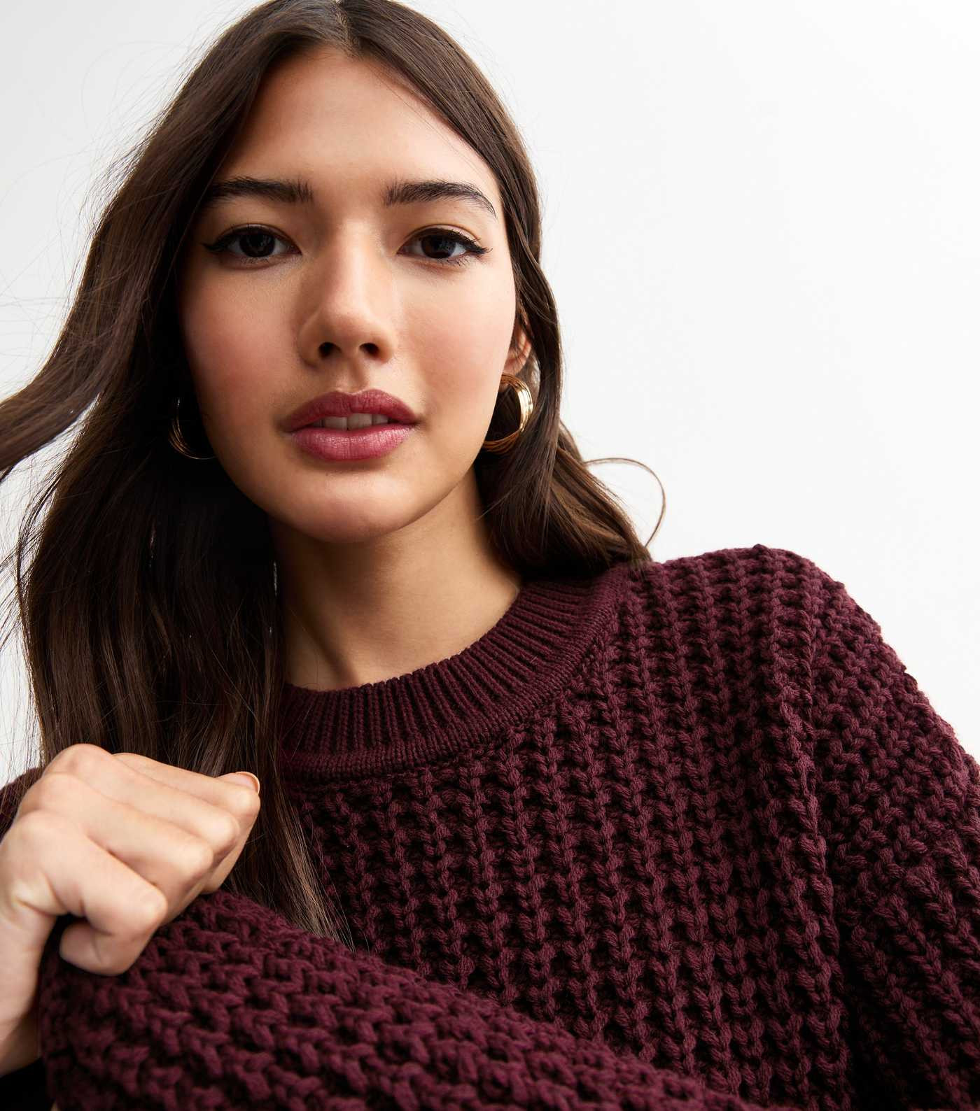 Burgundy Moss Stitch Crew Neck Jumper
						
						Add to Saved Items
						Remove from Saved Ite... | New Look (UK)