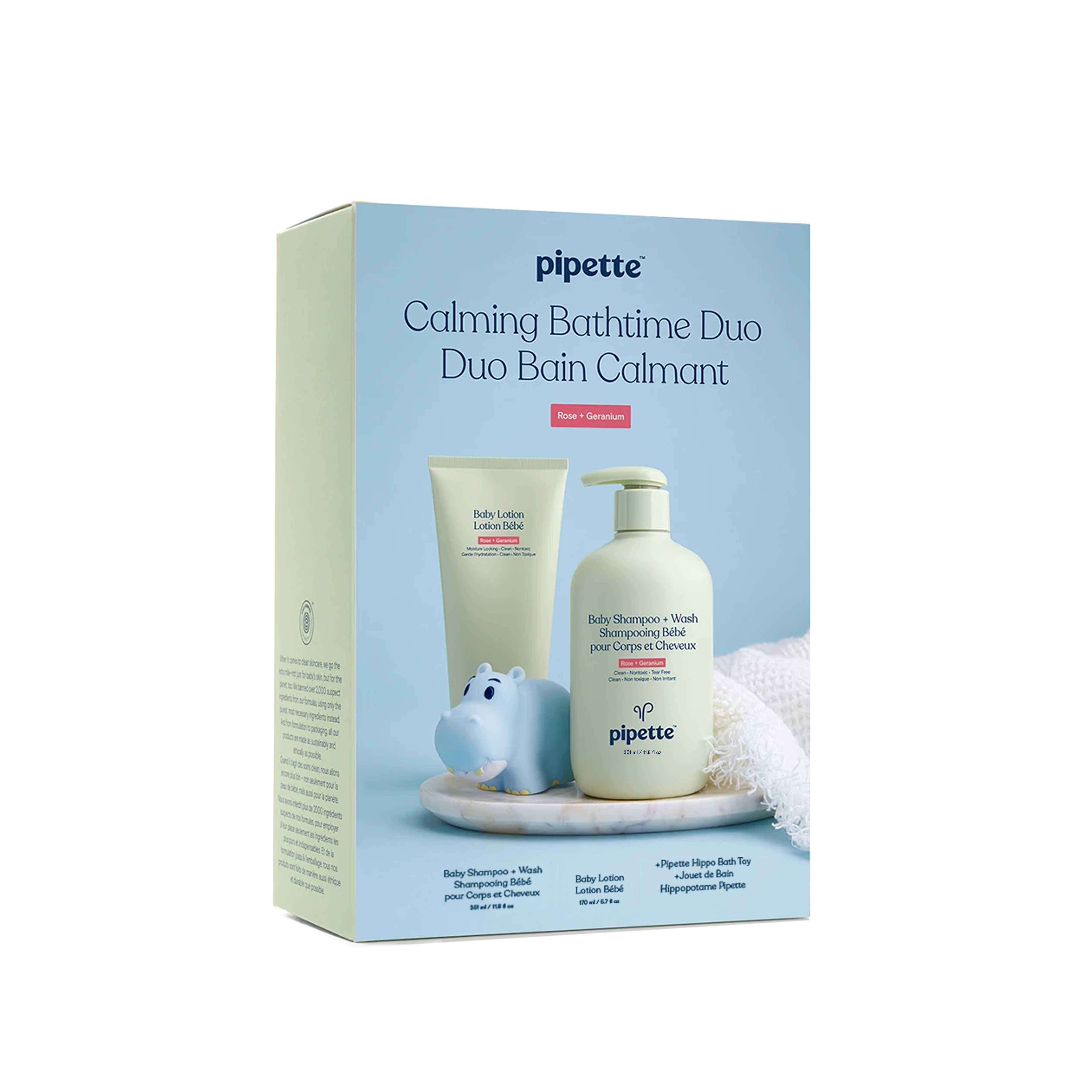 Pipette 3-Pc Baby Calming Bathtime Duo (Shampoo & Wash, Lotion, Bath Toy), Rose + Geranium | Walmart (US)
