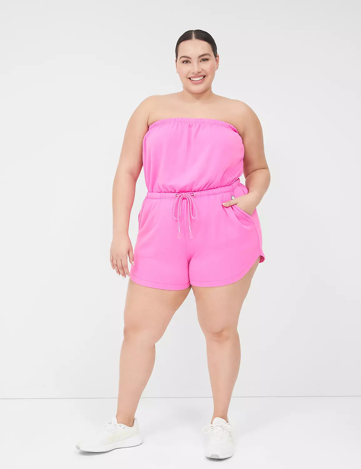 LIVI Strapless Pull-On French Terry Romper | Lane Bryant (US)