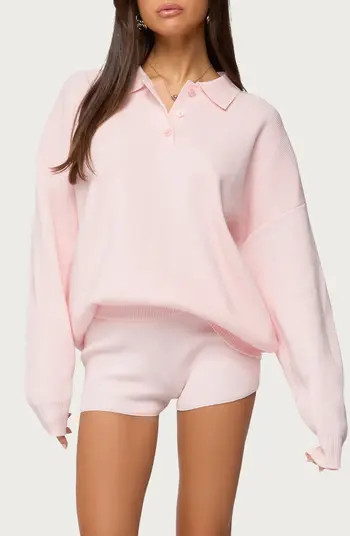 EDIKTED Lorie Oversize Long Sleeve Polo | Nordstrom | Nordstrom