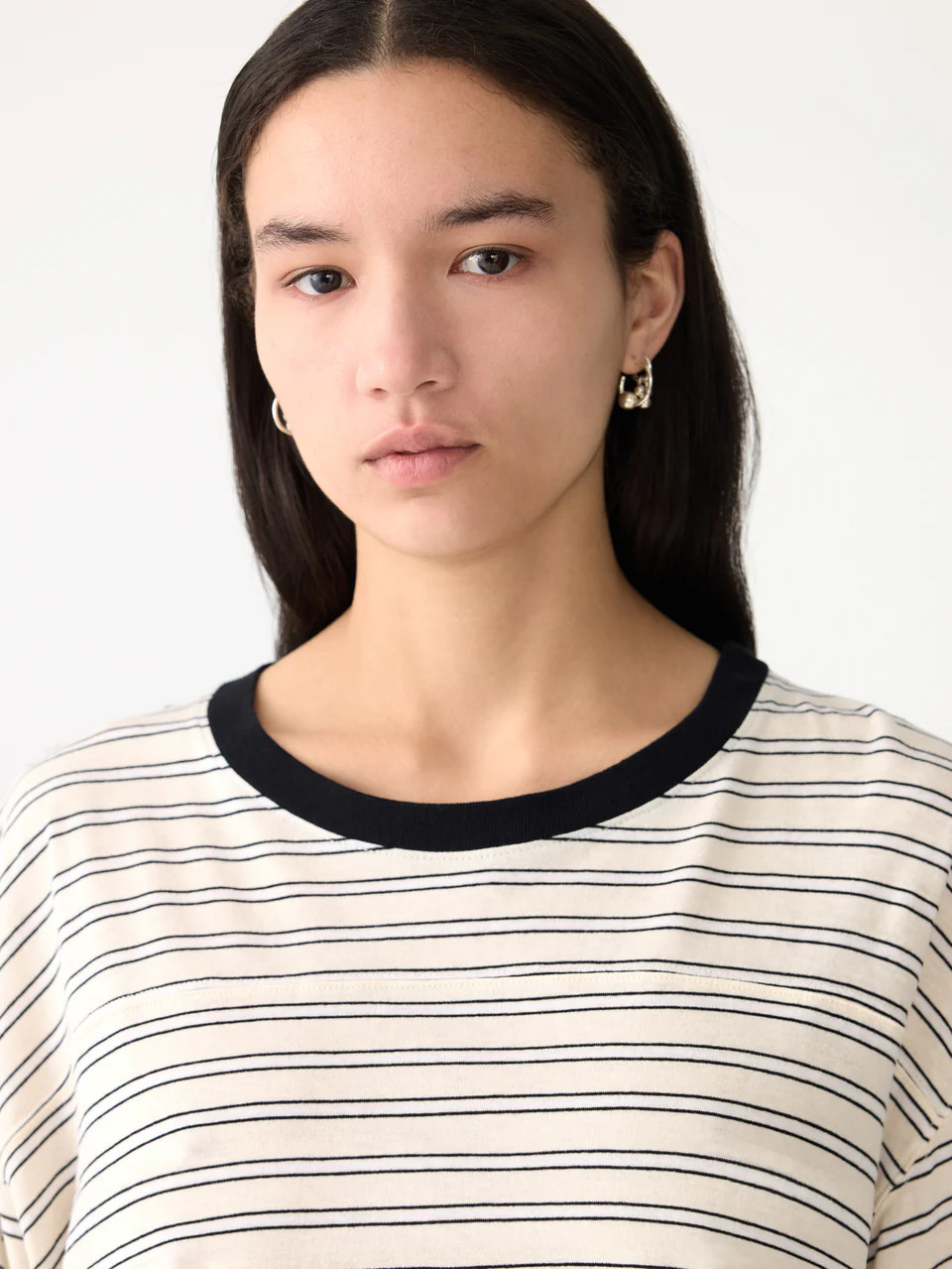 Stripe Boxy Short Sleeve T-Shirt | Bassike