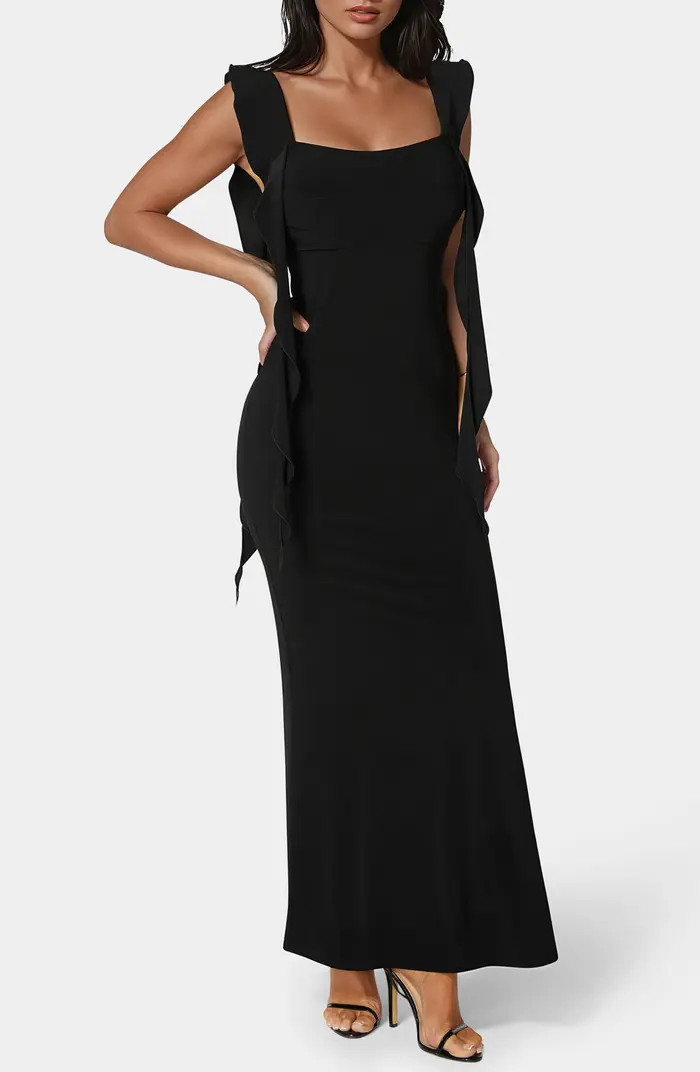 bebe Cascade Ruffle Sleeveless Jersey Maxi Dress | Nordstromrack | Nordstrom Rack