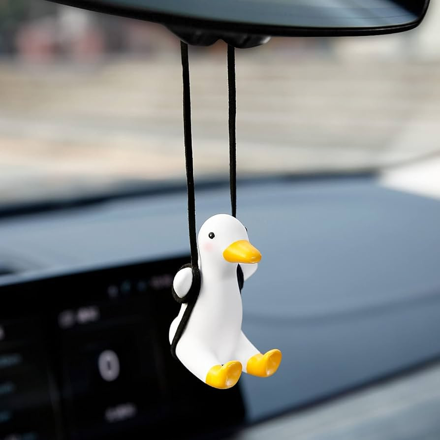 YGMONER Super Cute Swinging Duck Car Mirror Hanging Ornament Car Interior Accessories (Duck), right | Amazon (US)