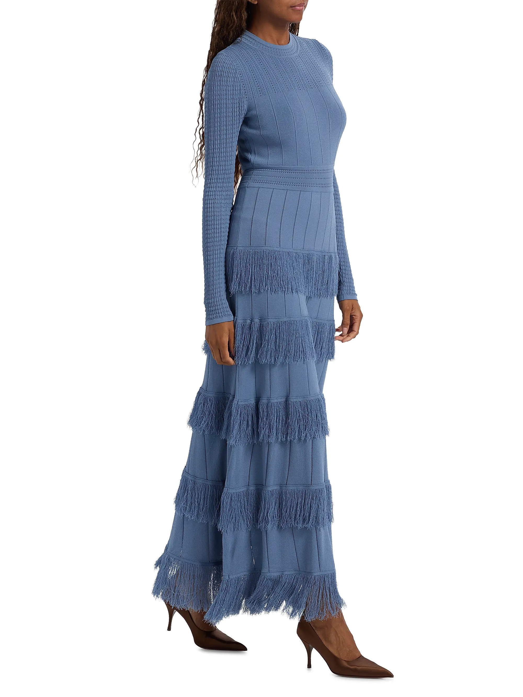 Lela Rose Piper Fringe Knit Maxi Dress | Saks Fifth Avenue | Saks Fifth Avenue