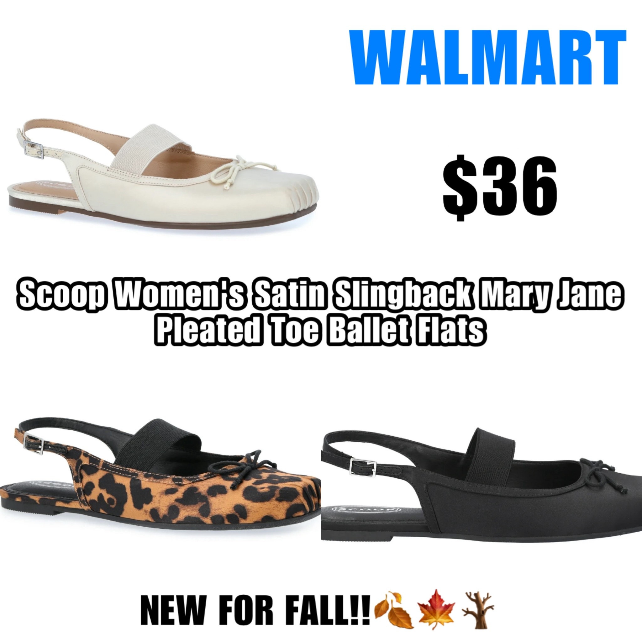 NEW AT WALMART! These Scoop Women's Satin Slingback Mary Jane Pleated Toe Ballet Flats are a Fall Trend and only $36!! 🍂🍁

#LTKStyleTip #LTKSeasonal #LTKPetite