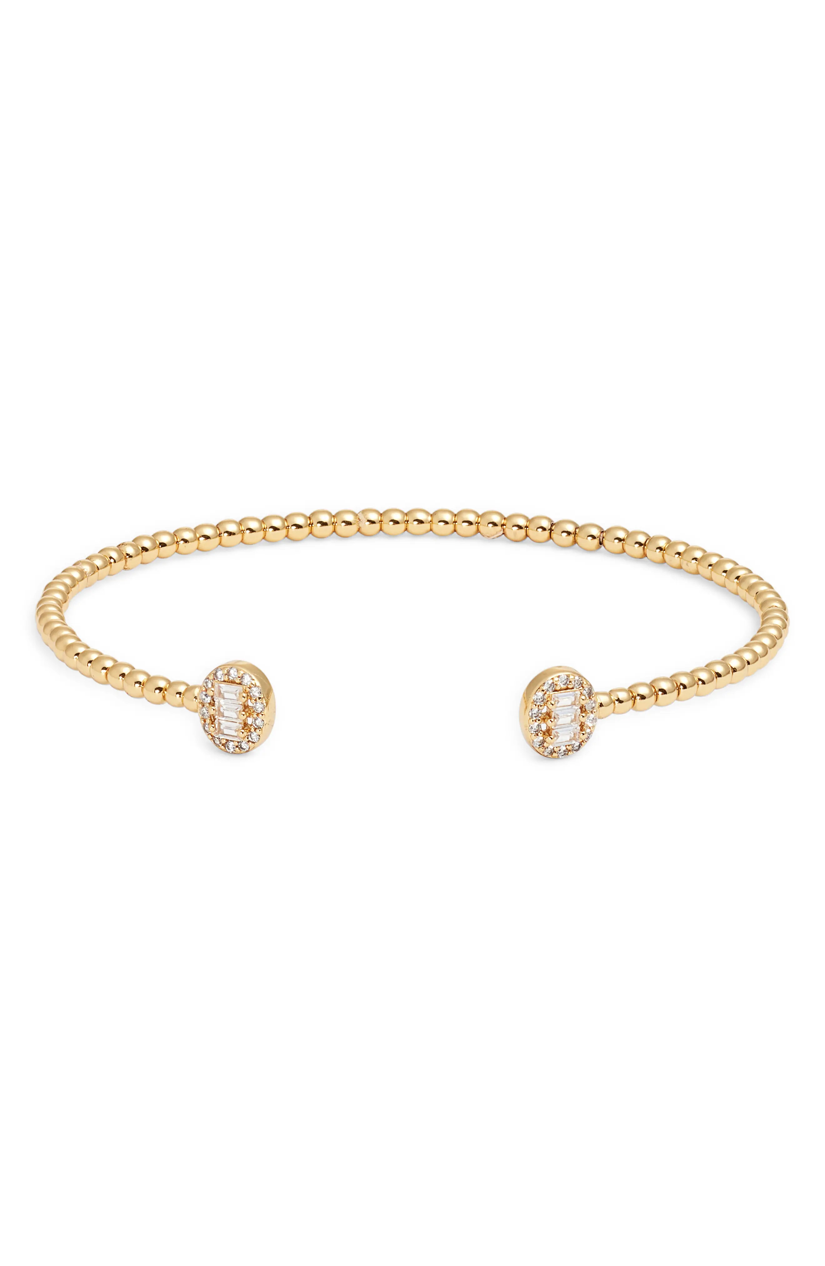 Cubic Zirconia Accent Shot Bead Cuff Bracelet | Nordstrom