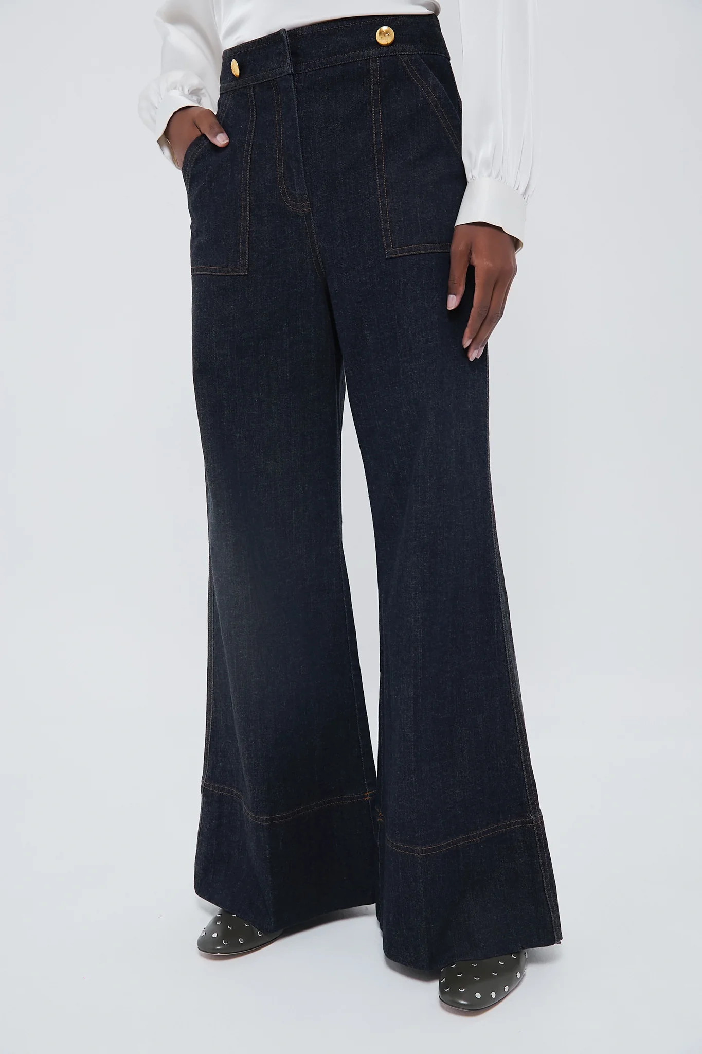 Dark Denim Wide Leg Palladian Pant | Tuckernuck (US)
