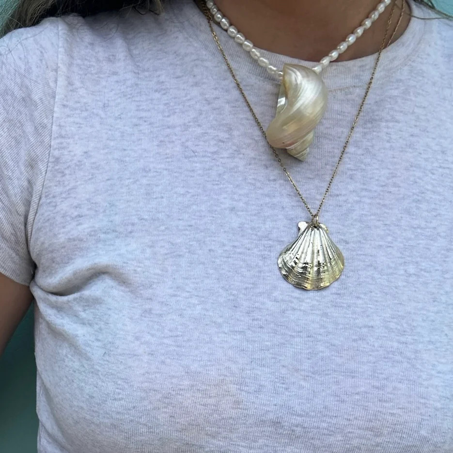 18k gold plated Natural Shell Necklace | La Lumiere NY