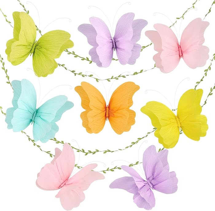 3D Hanging Butterfly Decorations, Colorful Butterfly Birthday Party Decorations, 8 Pcs Paper Butt... | Amazon (US)