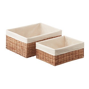Medium Montauk Rattan Rectangular Bin Natural | The Container Store