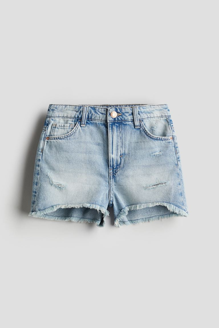 Denim shorts - High waist - Short - Light denim blue - Kids | H&M GB | H&M (UK, MY, IN, SG, PH, TW, HK)