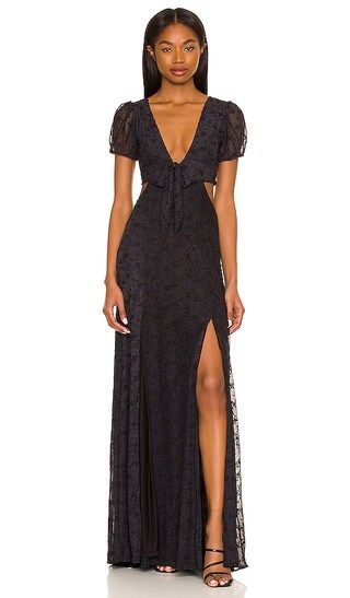Madison Long Mesh Dress in Black Flower | Revolve Clothing (Global)