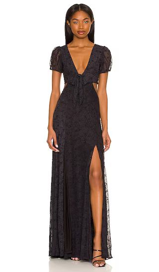 Madison Long Mesh Dress in Black | Revolve Clothing (Global)
