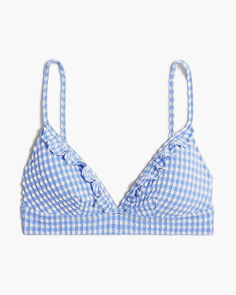Seersucker french bikini top with ruffles | J.Crew Factory