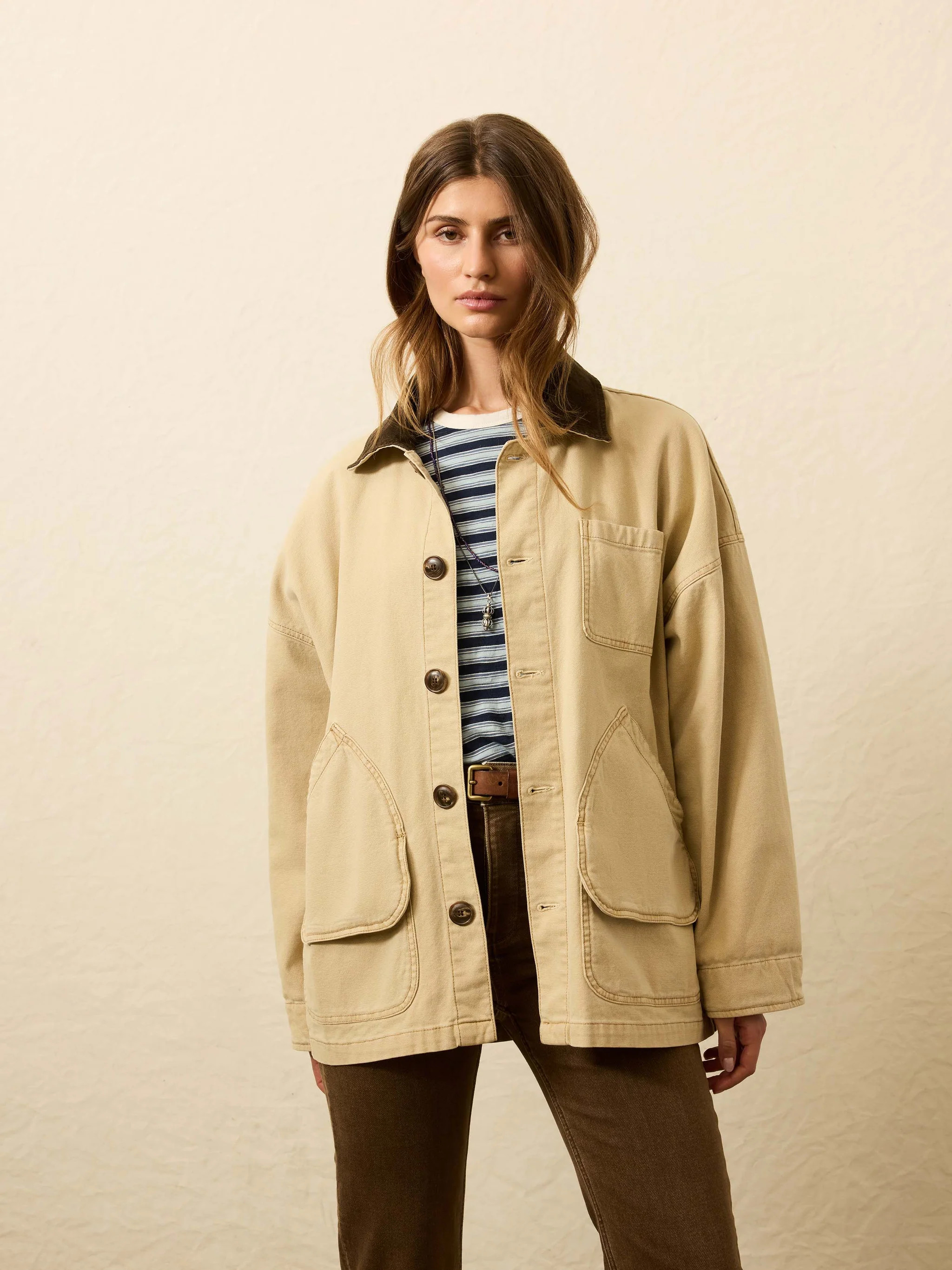 Sunwashed Canvas Barn Jacket - Sandy Khaki | Faherty