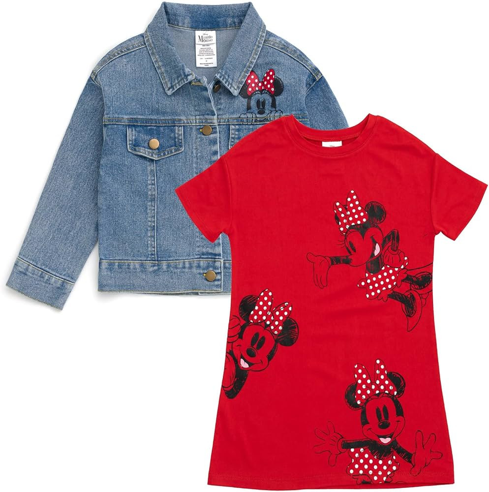 Disney Minnie Mouse Girls Denim Jacket and Dress Toddler to Big Kid | Amazon (US)