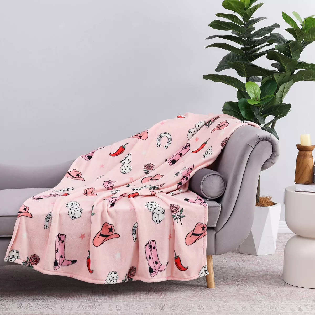 Cowboy Icons Throw Blanket Pink | Target