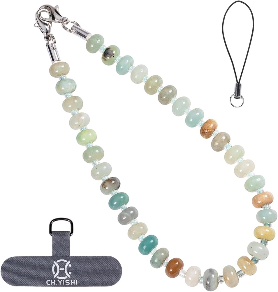 Handmade Natural Gemstone Crystal Beaded Charm Cell Phone Camera Lanyard, Hands-Free Wrist Strap,... | Amazon (US)