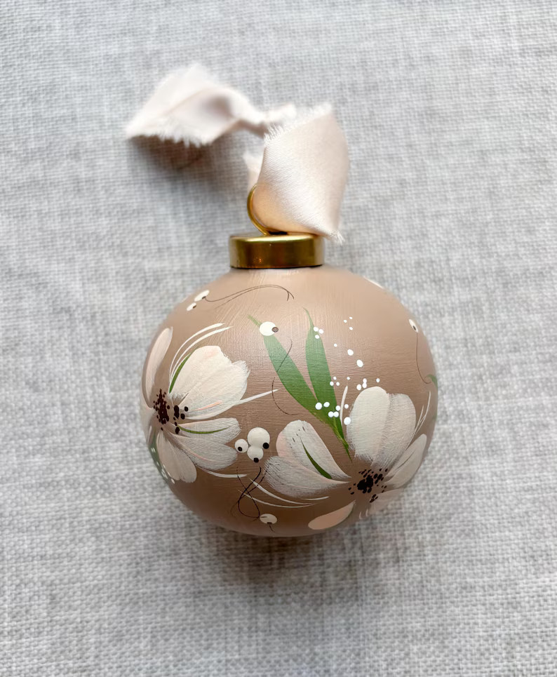 Personalized Ceramic Christmas Ornaments (custom Heirloom Hand Painted Floral Keepsake Ornaments)... | Etsy (US)