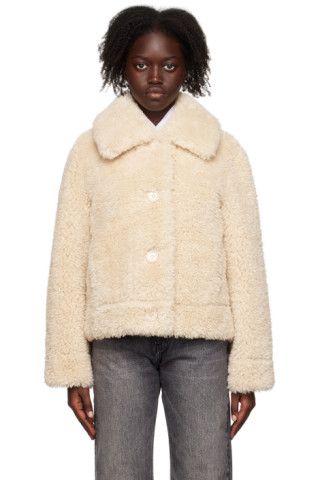 Beige Melina Faux-Shearling Jacket | SSENSE