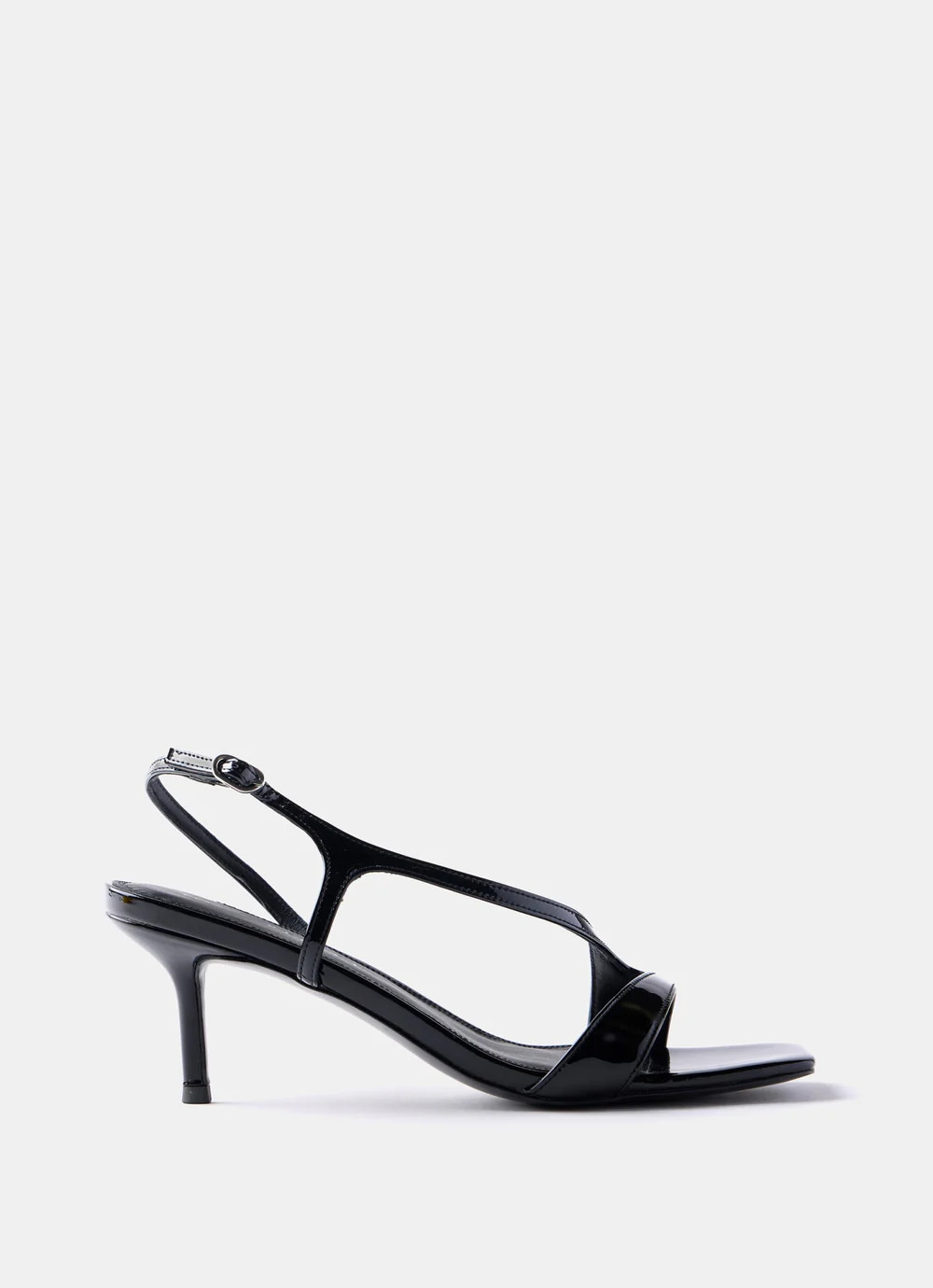 Black Patent Leather Strappy Kitten Heels | Mint Velvet