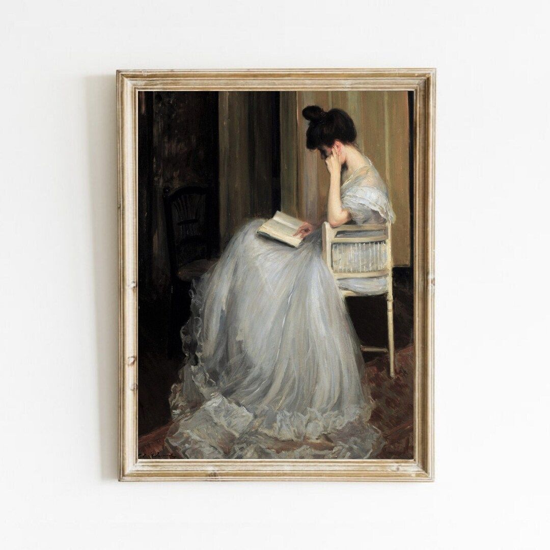 Woman Reading Portrait, Vintage Art Painting, Antique Oil Painting, Bedroom Wall Decor, Woman Rea... | Etsy (US)