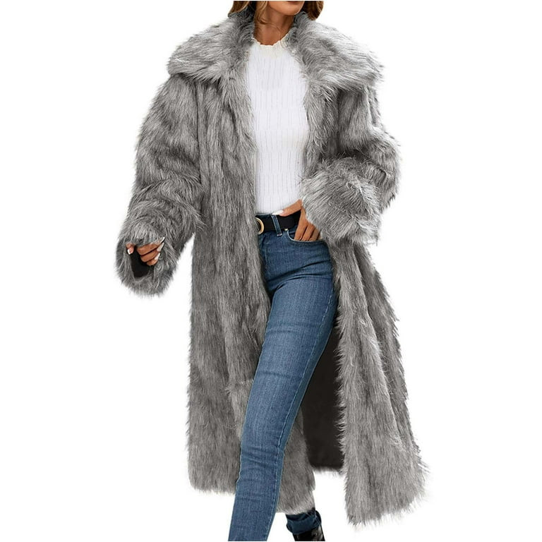 Sokhug Women's Faux fur Jacket Shaggy Coat Warm Outerwear Cardigan for Women | Walmart (US)
