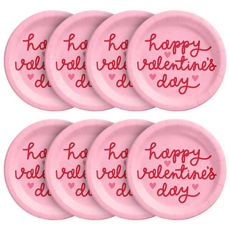 30ct 6.75" Valentines Heart Snack Plates 'Happy Valentine's Day' - Spritz™ | Target