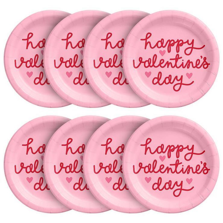 30ct 6.75" Valentines Heart Snack Plates 'Happy Valentine's Day' - Spritz™ | Target
