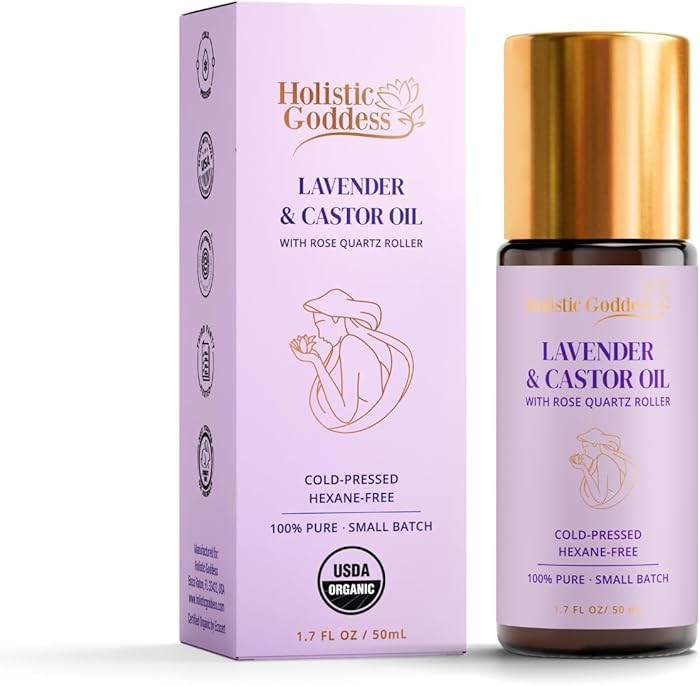 Holistic Goddess Organic Lavender & Castor Oil Roll-On with Rose Quartz Roller \u2013 Calming Nig... | Amazon (US)