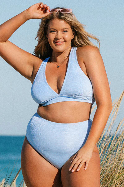 Mini Zebra Texture Tall Tri And Classic High Waist Plus Size Set | Cupshe