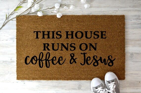Coffee and Jesus Doormat, Jesus Doormat, Coffee Doormat, Funny doormat, church doormat, religious... | Etsy (US)