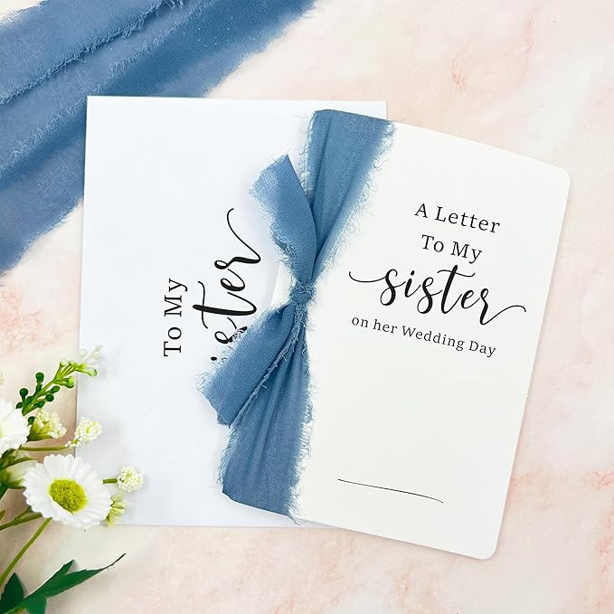 A Letter to my Sister on her Wedding Day Cards with chiffon ribbon and envelope (To My Sister) | Amazon (US)