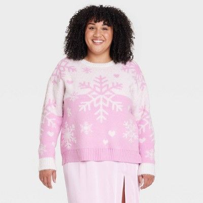 Women's Snowflake Graphic Sweater - Pink | Target